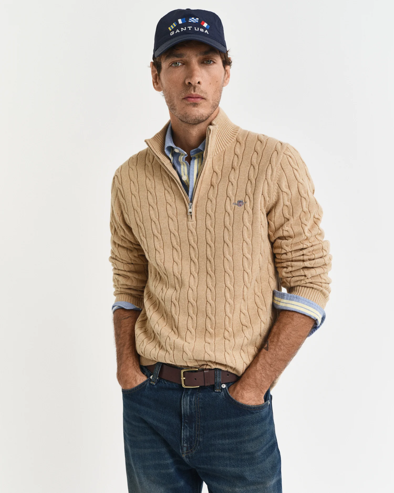 COTTON CABLE HALF ZIP - Image 5