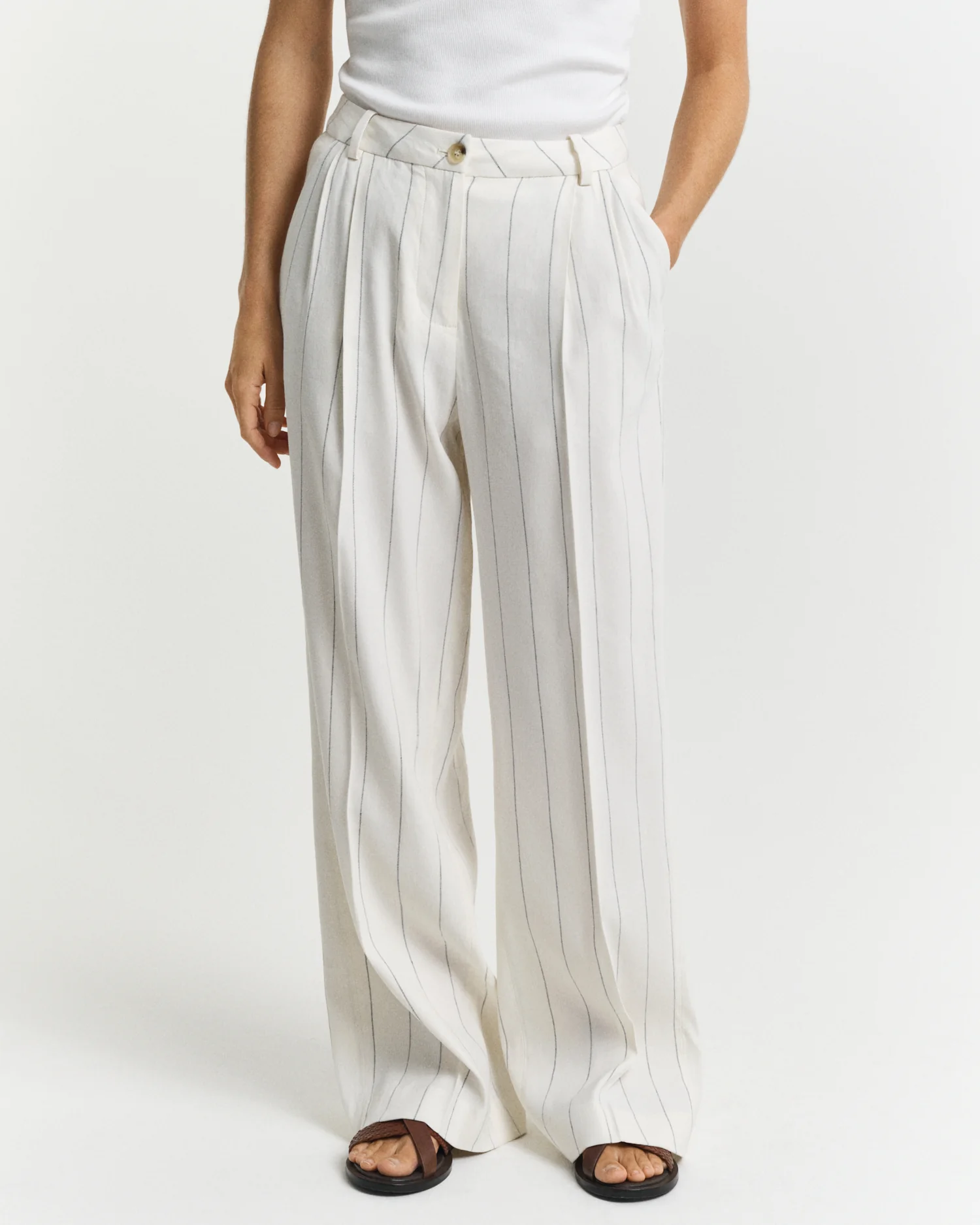 TAILORED PLEATED LINEN BLEND PANTS - Image 3