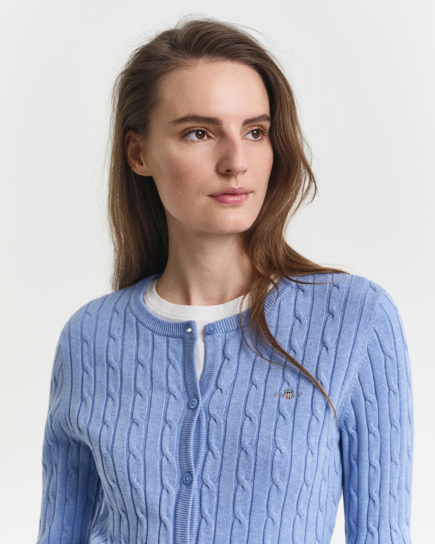 STRETCH COTTON CABLE CARDIGAN - Image 3