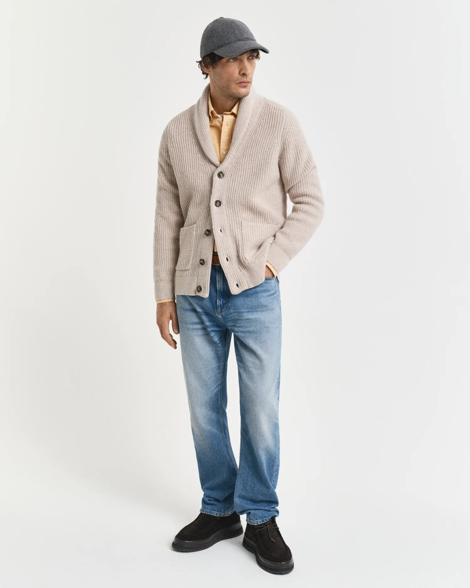 WOOL BLEND SHAWL COLLAR CARDIGAN - Image 4